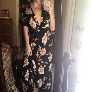 Floral Maxi w/ Plunging Neckline
